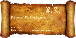 Mincz Kolombusz névjegykártya